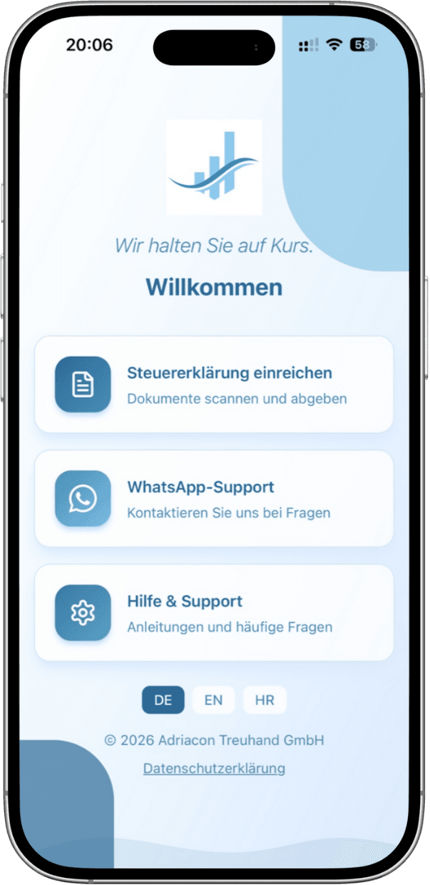MySteuerhelfer auf dem Smartphone: Steuererklärung einreichen, WhatsApp-Support sowie Hilfe und Support